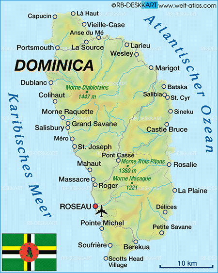 dominica map physical